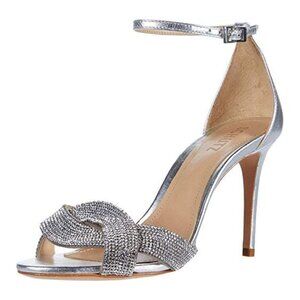 Schutz Jolita Crystal-Embellished Leather Sandals - Size 8.5